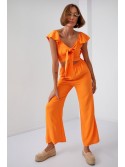 Orangefarbenes Crop-Top-Set mit weiter Hose 8108 – Online-Shop – Boutique